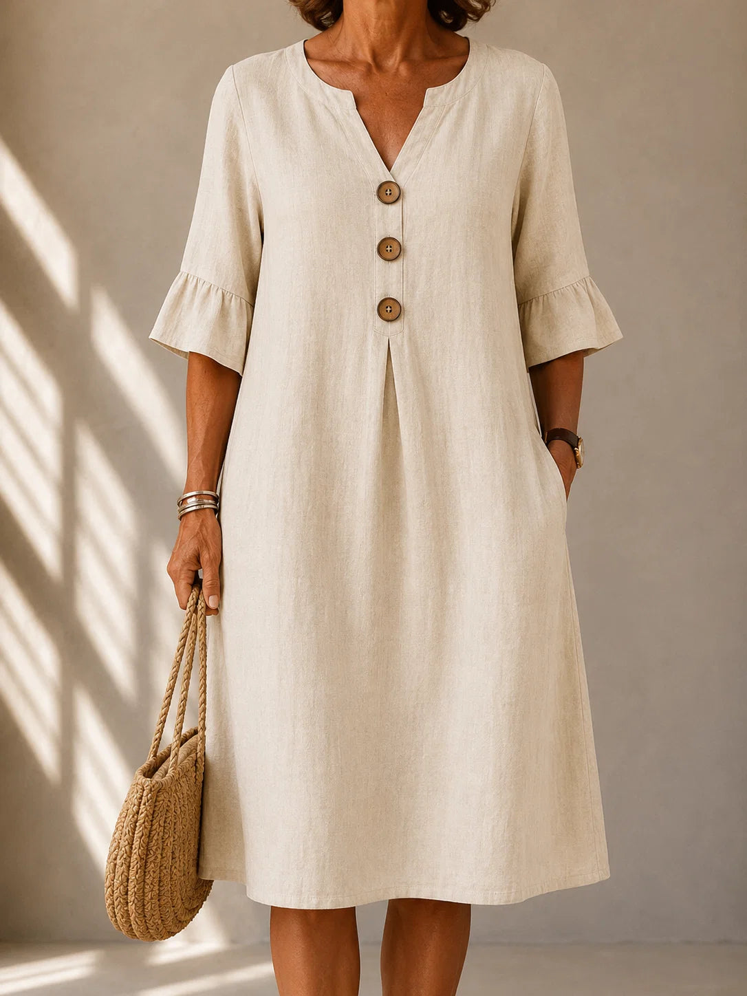 Sylvie | Robe Boutonnée Col V