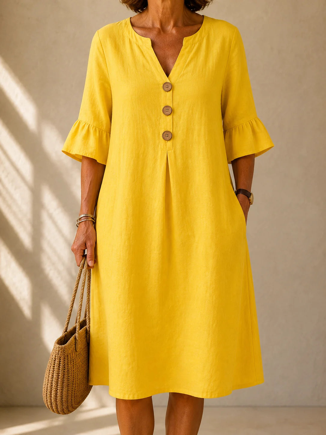 Sylvie | Robe Boutonnée Col V