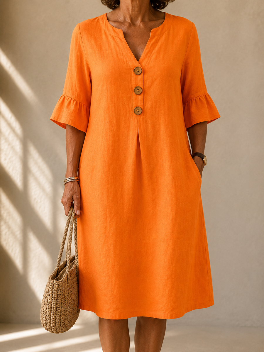Sylvie | Robe Boutonnée Col V