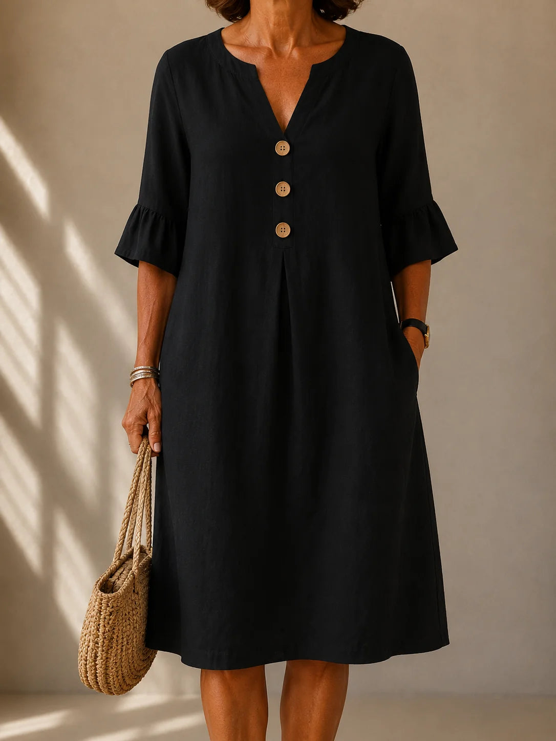 Sylvie | Robe Boutonnée Col V