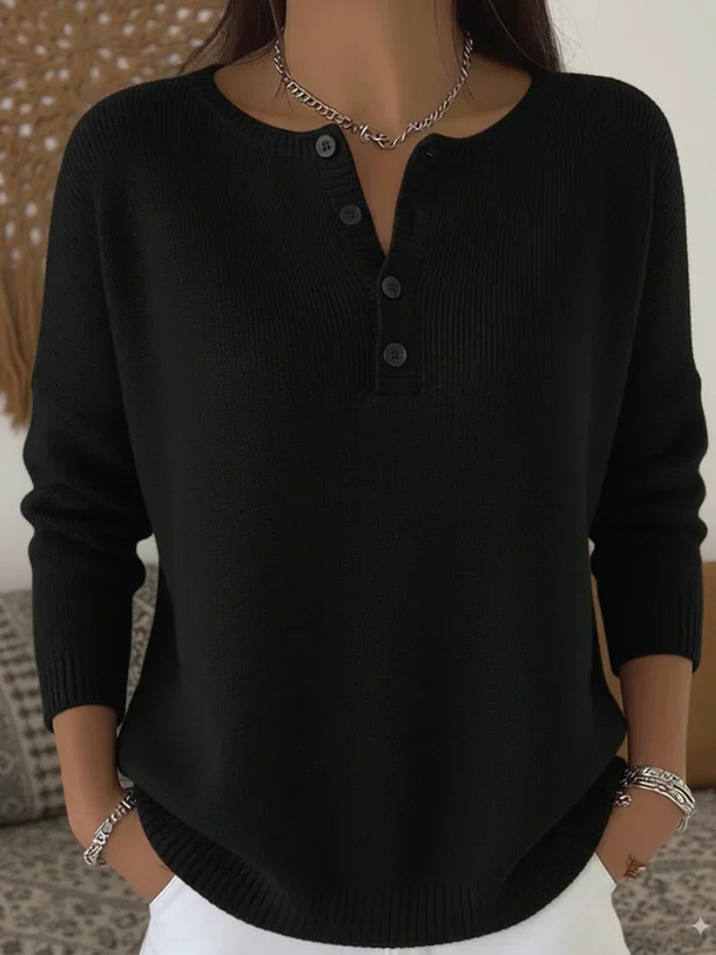 Helena | Pull en Tricot avec Boutons Henley