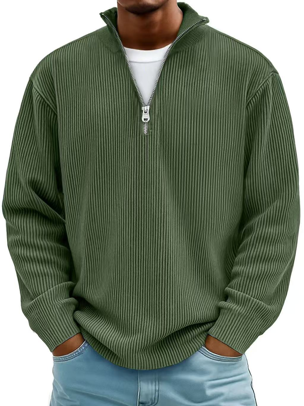 Pull Col Zippé Côtelé Marc