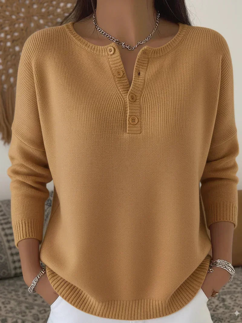 Helena | Pull en Tricot avec Boutons Henley