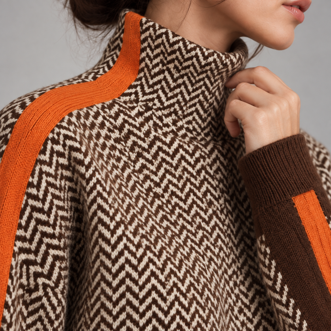 Malou | Pull Oversize à Col Montant avec Rayure Contrastée Saisissante