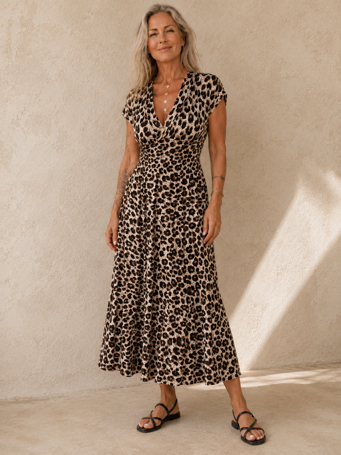 Nathalie - Robe Midi Léopard