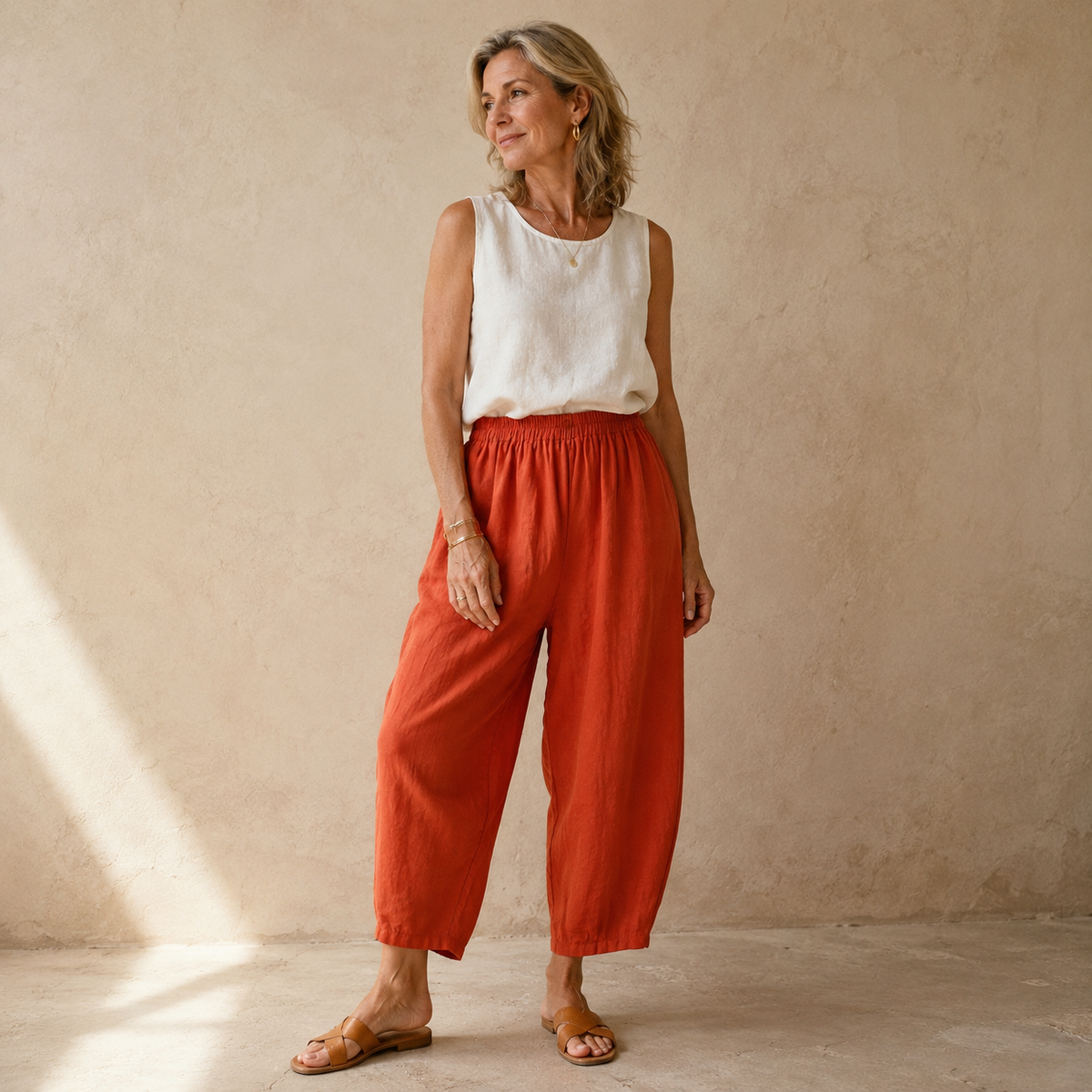 Amalia™ - Pantalon fluide en coton et lin