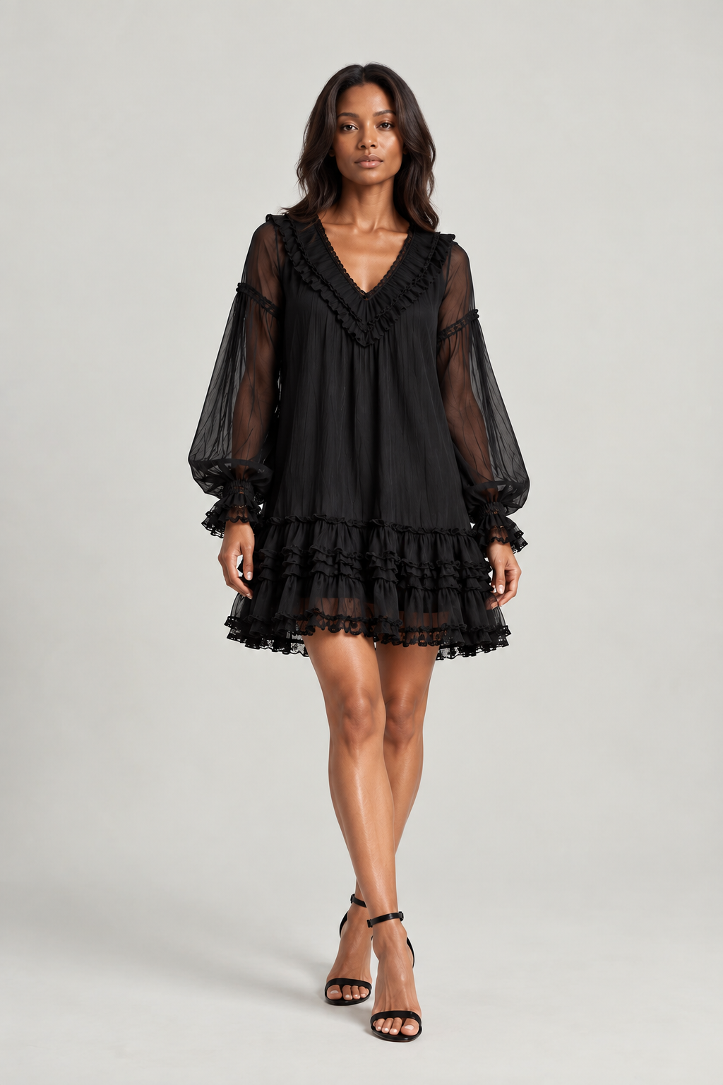 Viviane | Robe fluide à volants