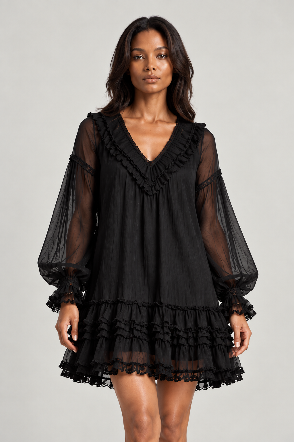 Viviane | Robe fluide à volants