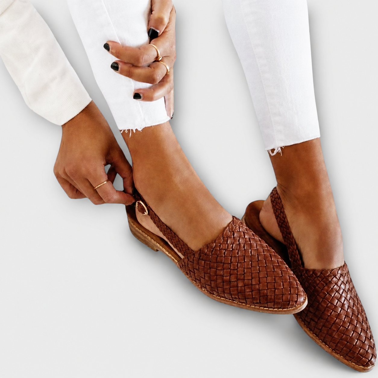 Simone | Mocassins Tressés à Bride Arrière