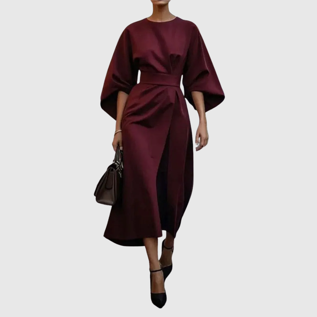 Eldra - Robe Maxi à Manches Papillon en Satin