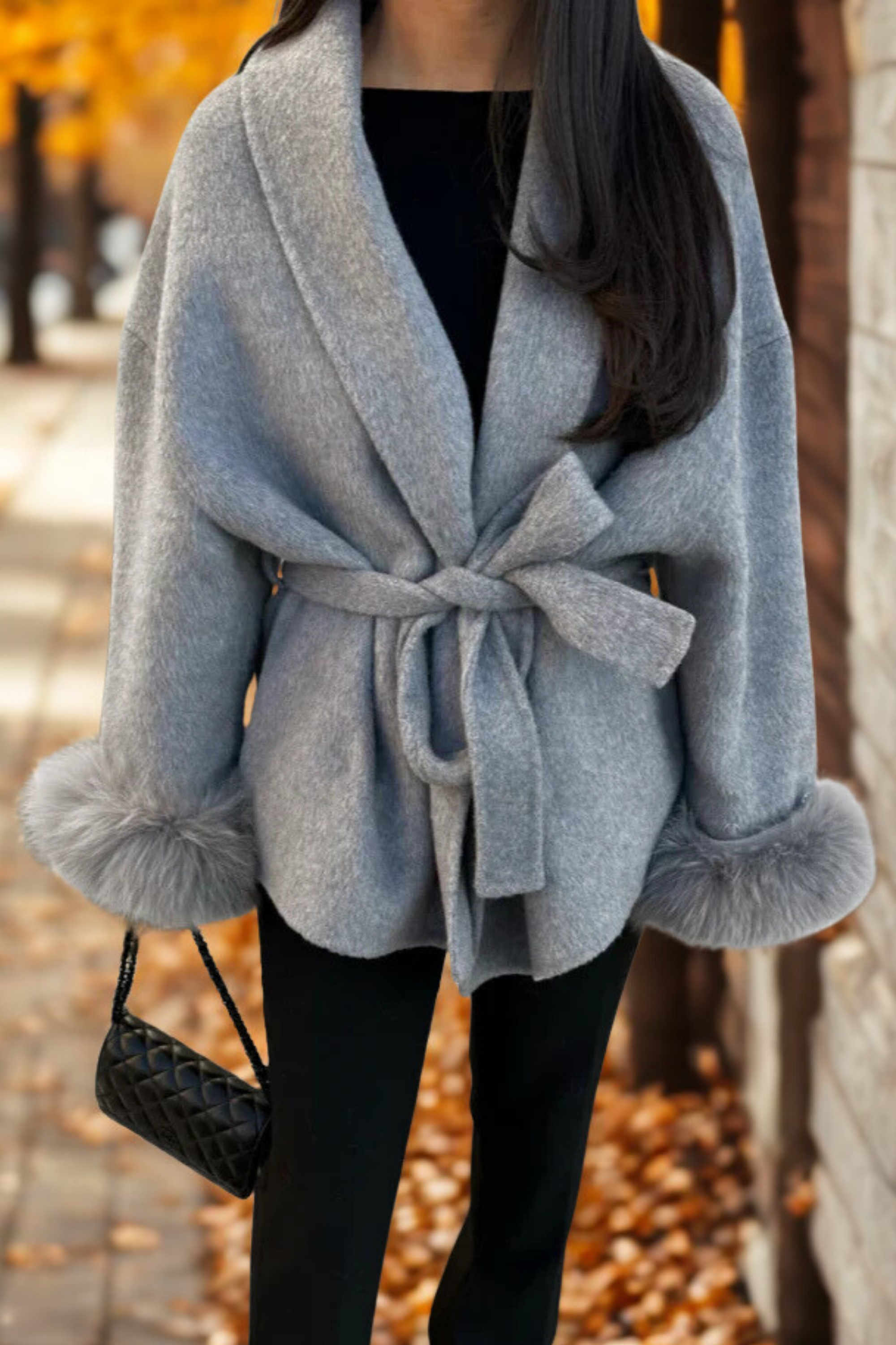 MANTEAU EN FOURRURE SYNTHÉTIQUE
