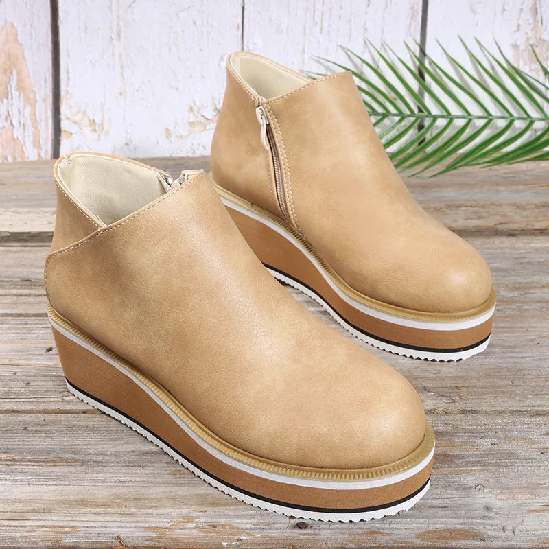 Éloïse | Bottines Zippées à Compensée Bicolore