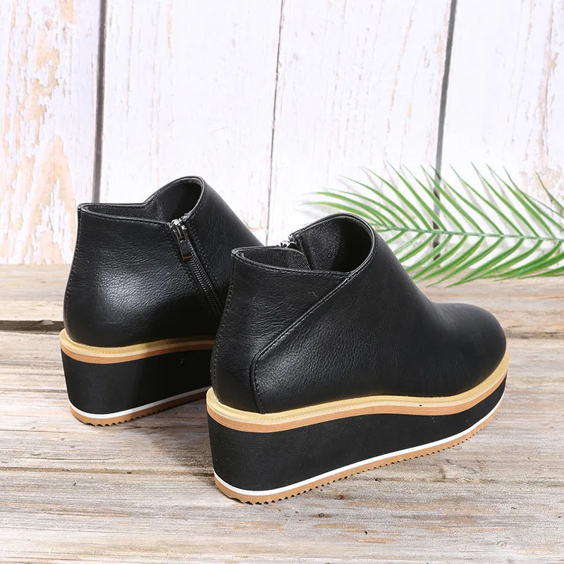 Éloïse | Bottines Zippées à Compensée Bicolore