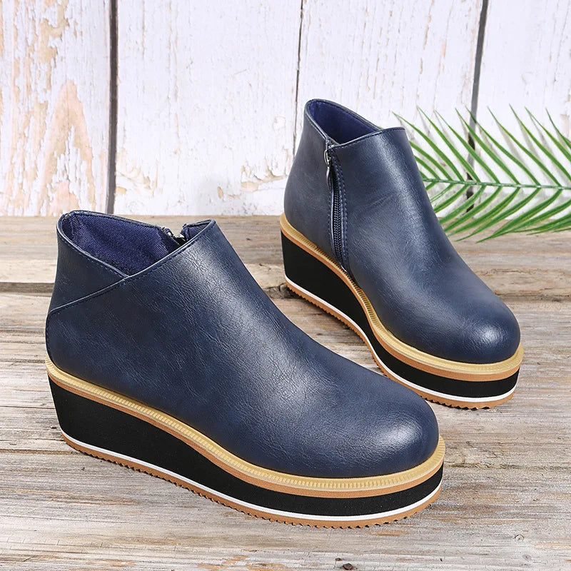 Éloïse | Bottines Zippées à Compensée Bicolore