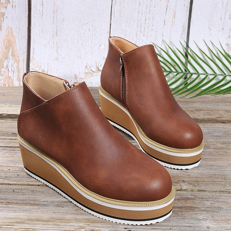 Éloïse | Bottines Zippées à Compensée Bicolore