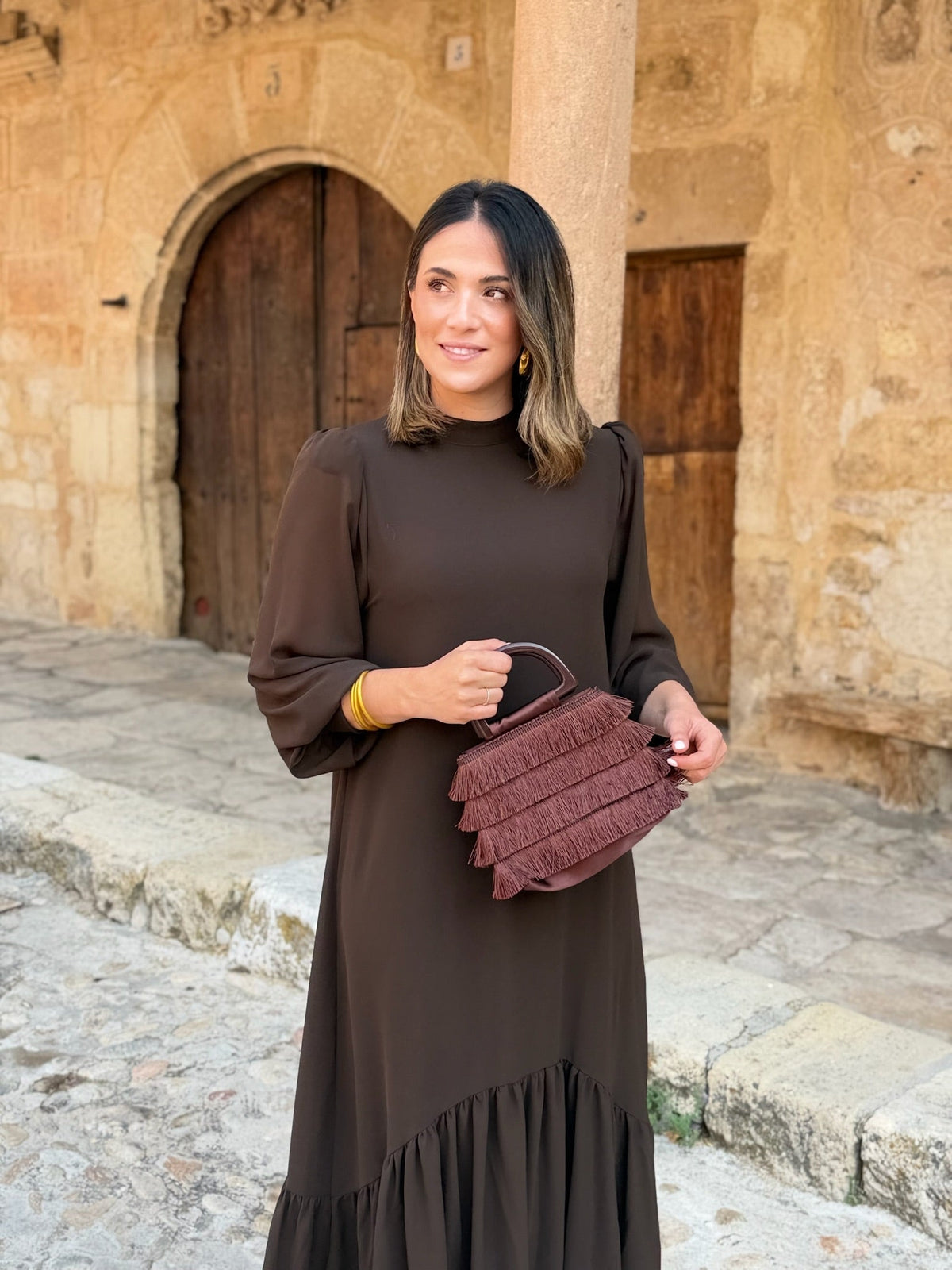 Solène | Robe fluide à volant en biais