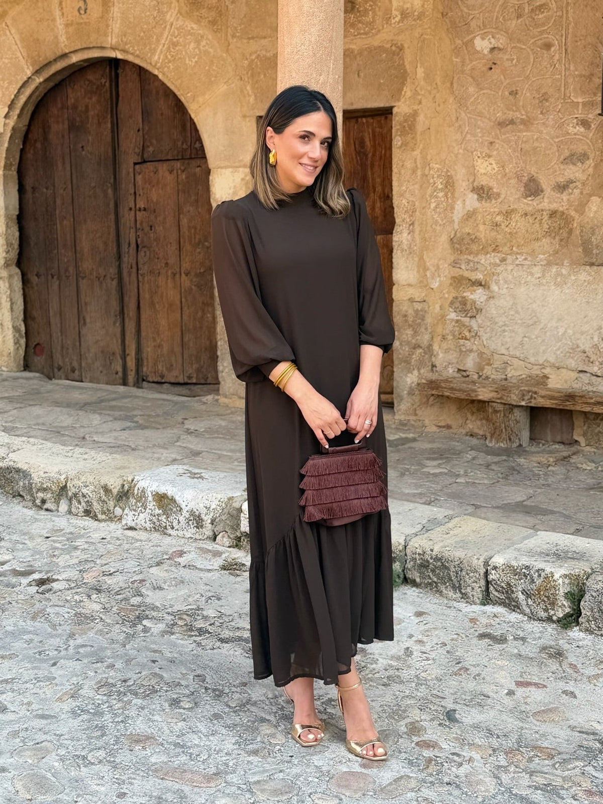 Solène | Robe fluide à volant en biais