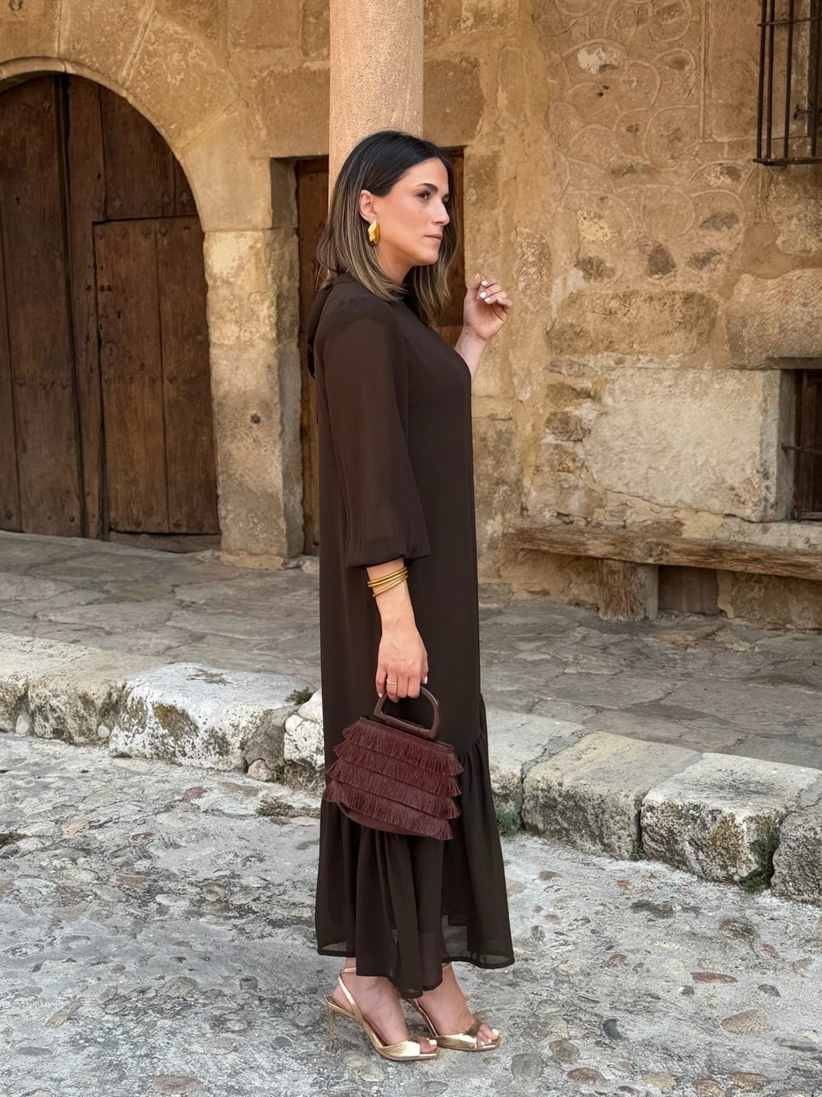 Solène | Robe fluide à volant en biais