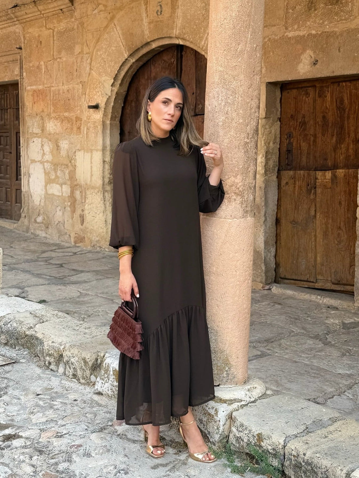 Solène | Robe fluide à volant en biais