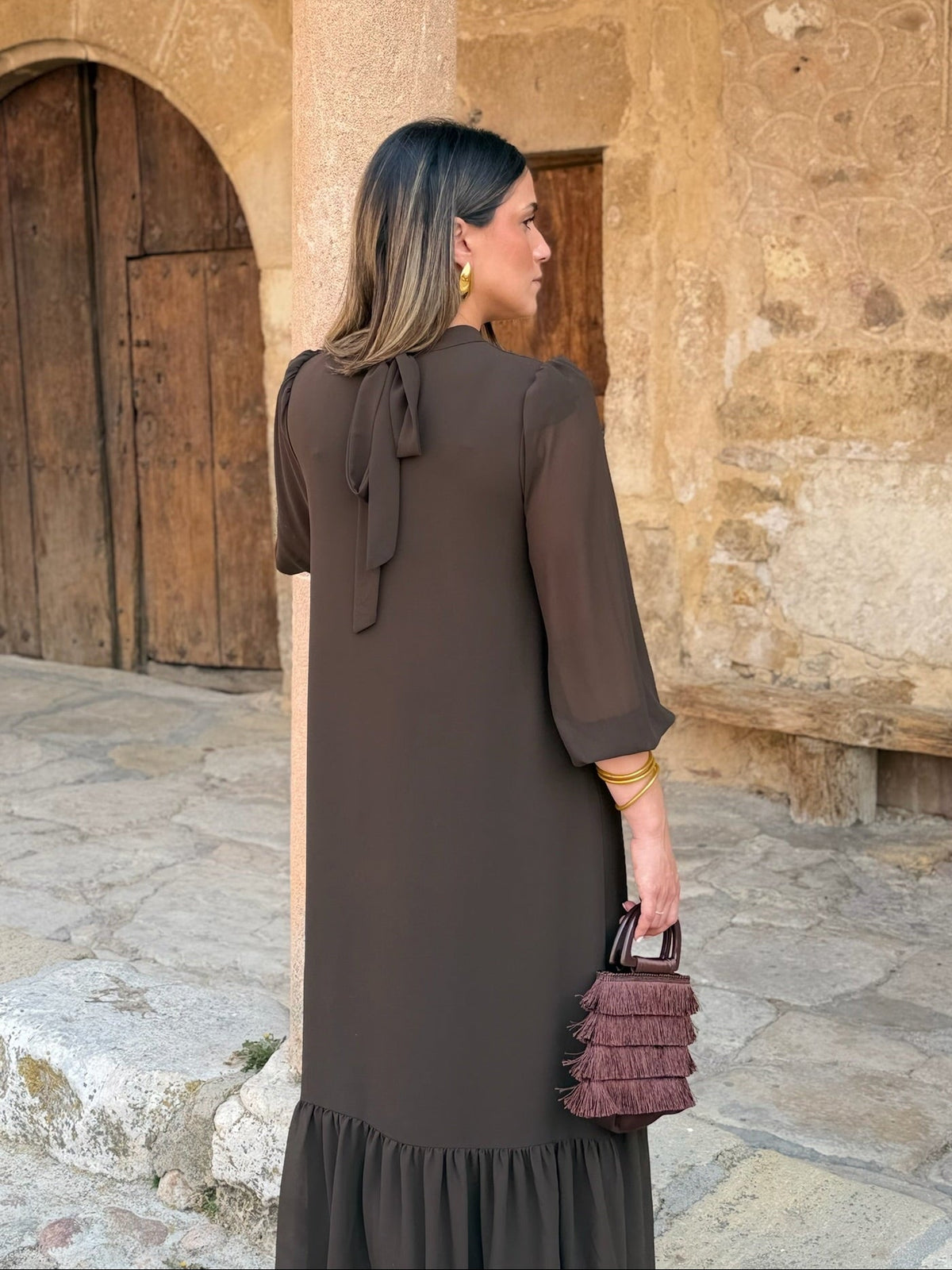 Solène | Robe fluide à volant en biais