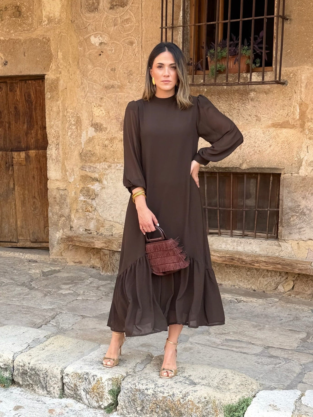 Solène | Robe fluide à volant en biais