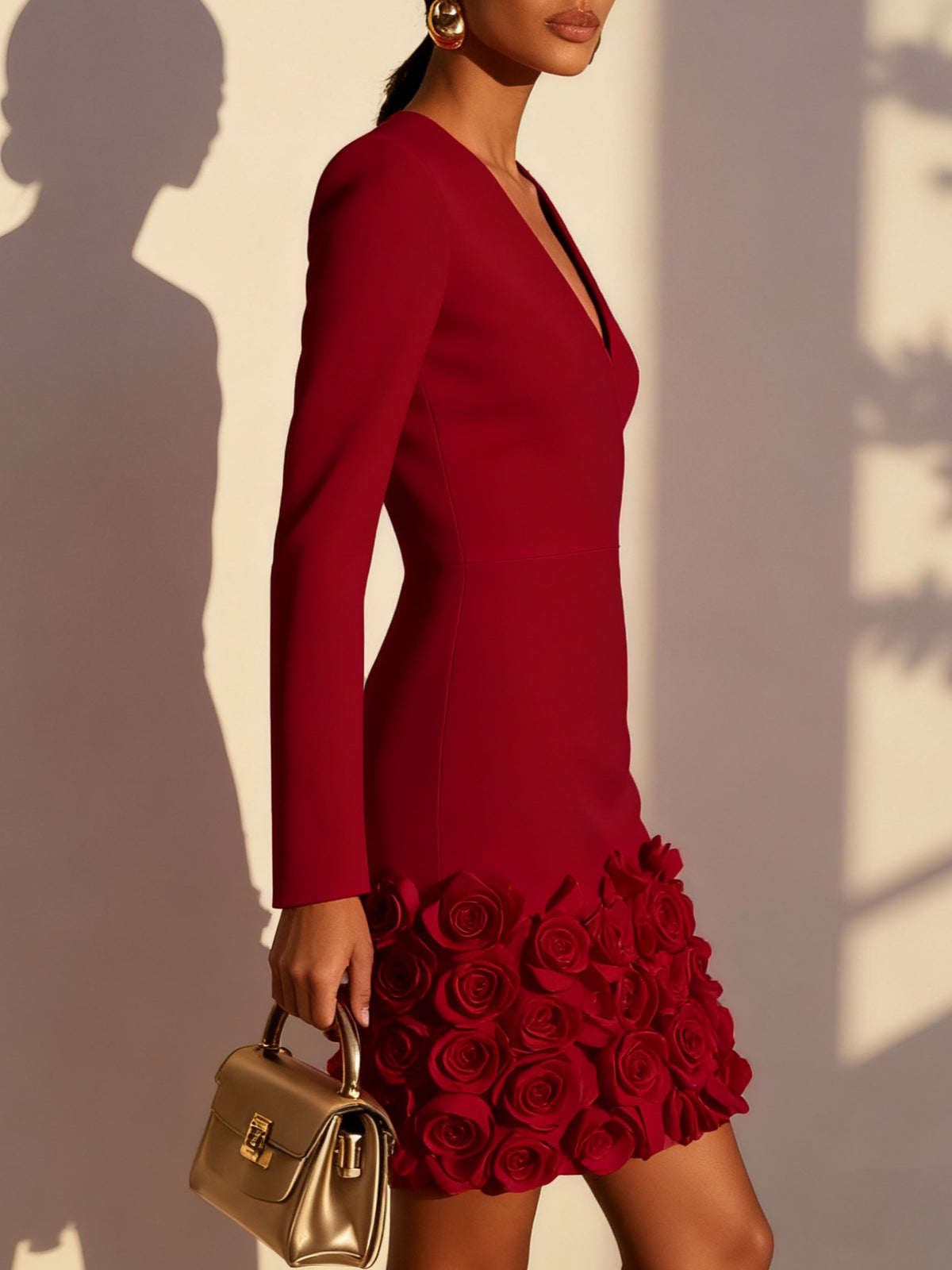 Rosalie | Robe Cintrée à Ourlet Fleuri en Relief