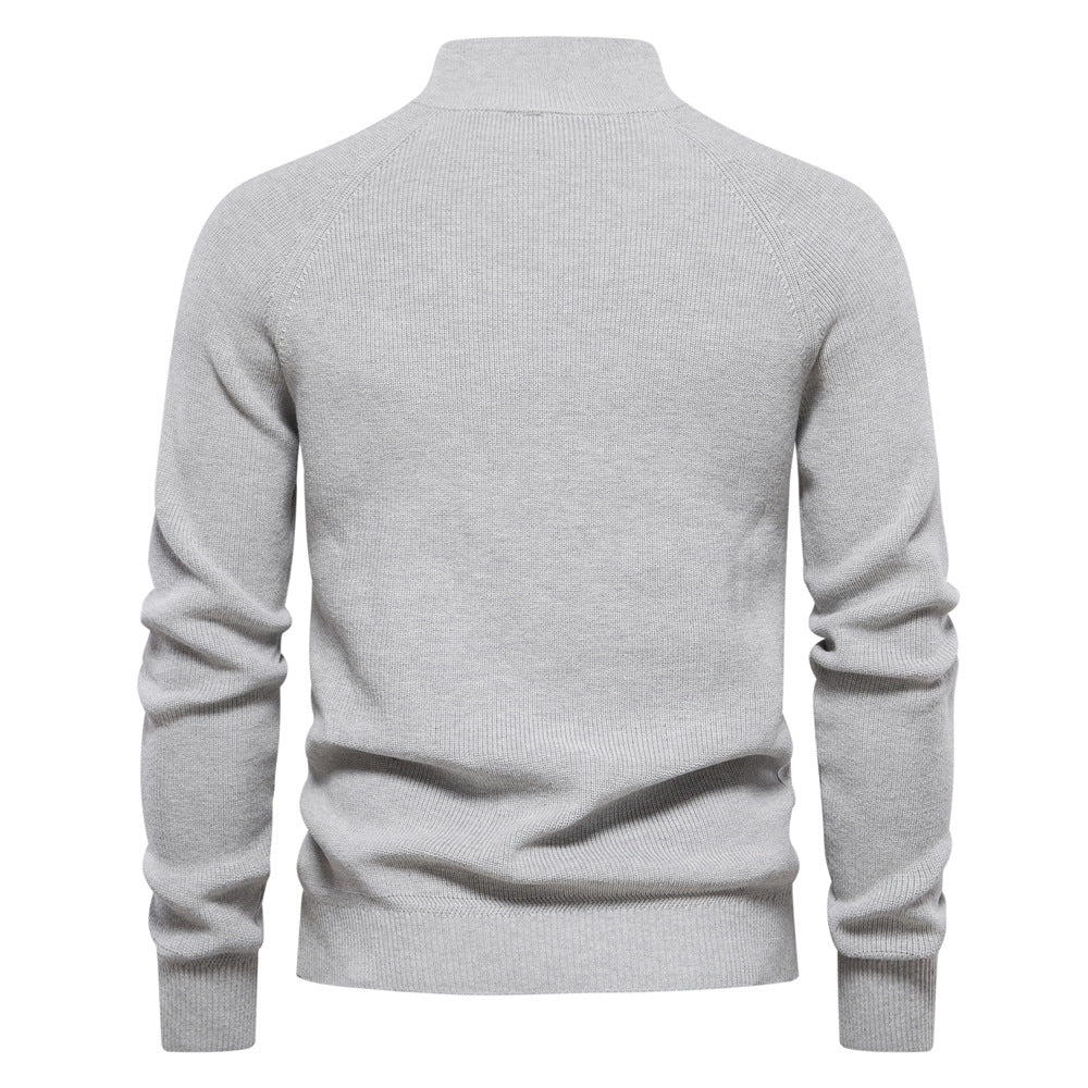 Pull Demi-Zip Maille Côtelée Pierre