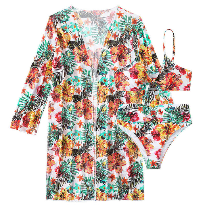Lani | Bikini tropical avec détail noué et kimono assorti