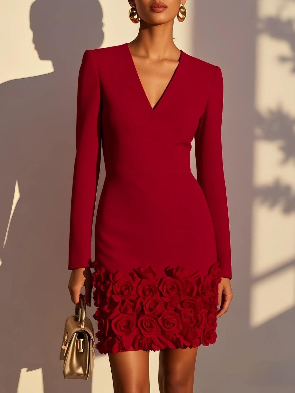Rosalie | Robe Cintrée à Ourlet Fleuri en Relief