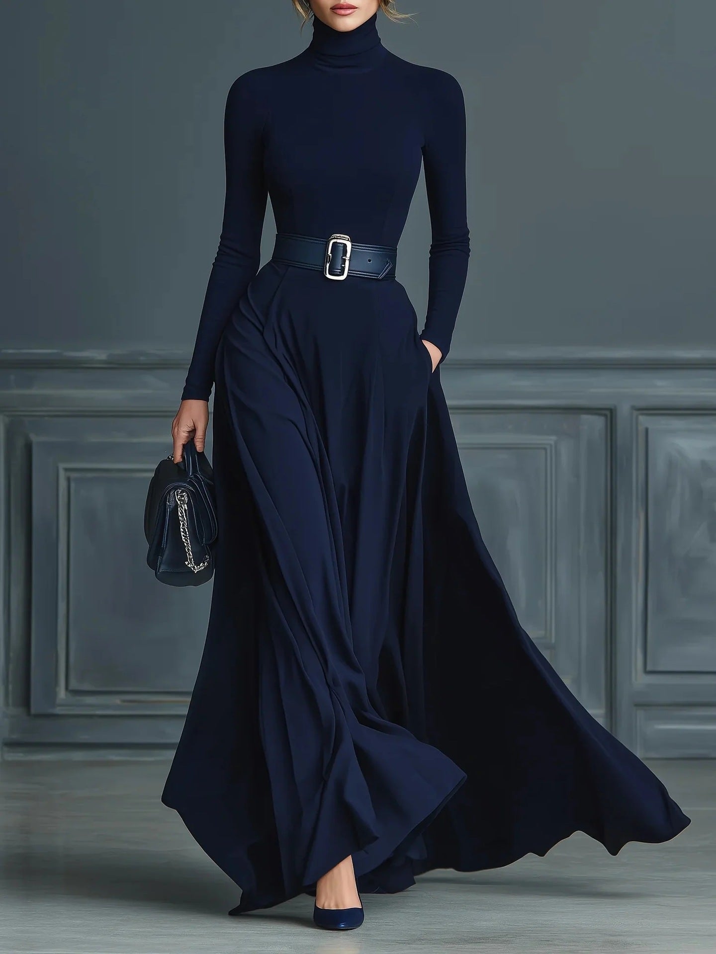 Corliss - Robe Maxi à Col Montant