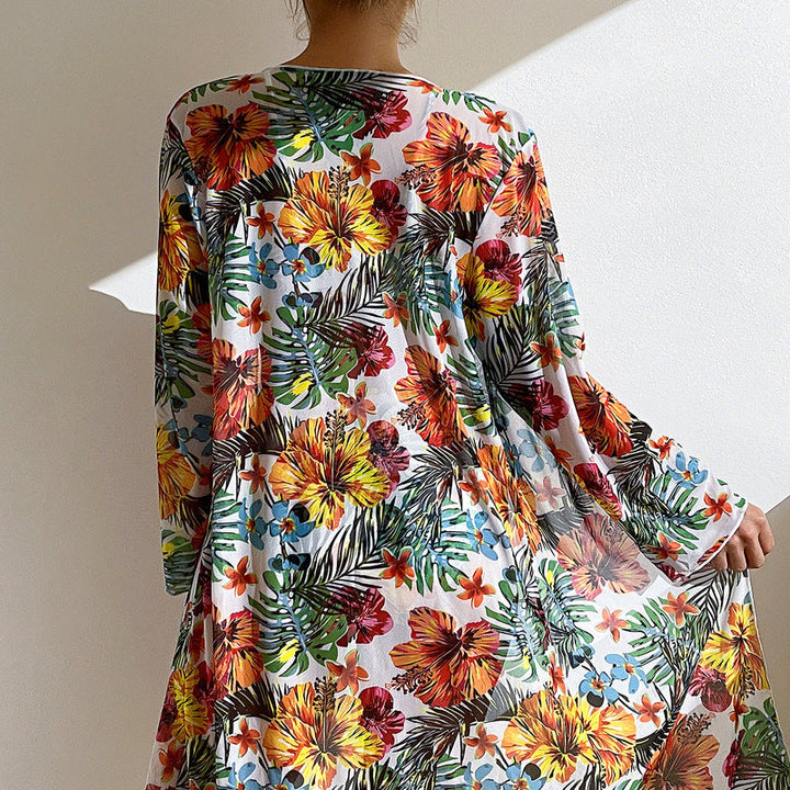 Lani | Bikini tropical avec détail noué et kimono assorti