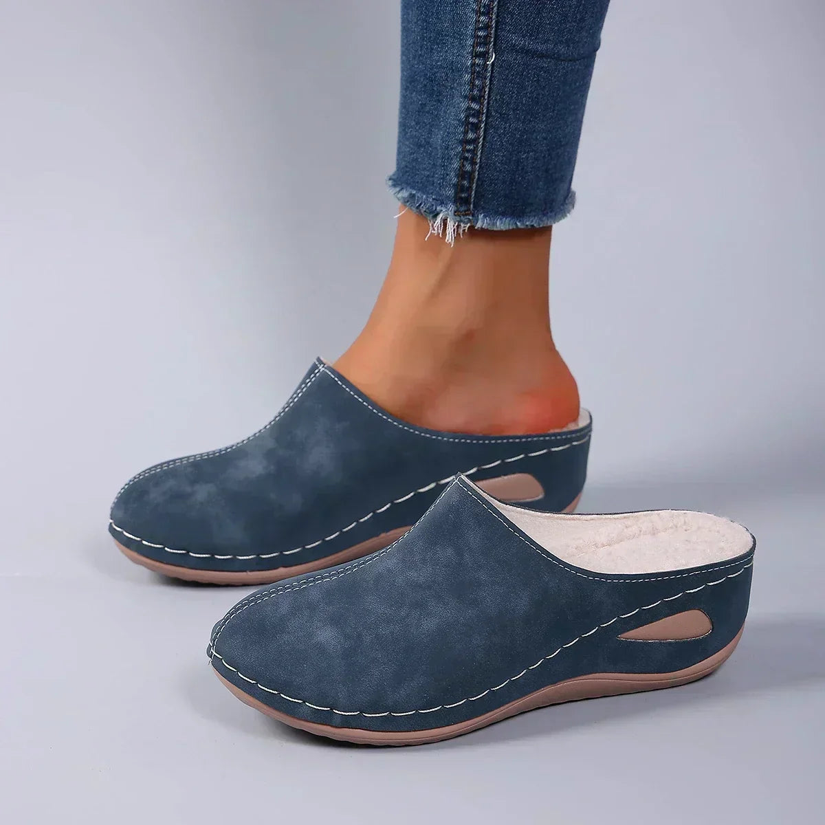 Hortense | Chaussons Ouverts à Intérieur Bouclé