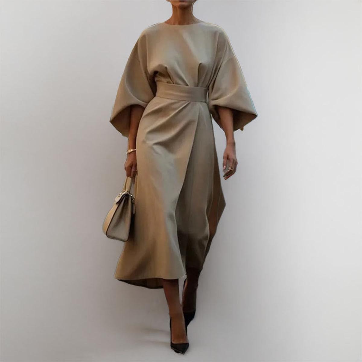 Eldra - Robe Maxi à Manches Papillon en Satin