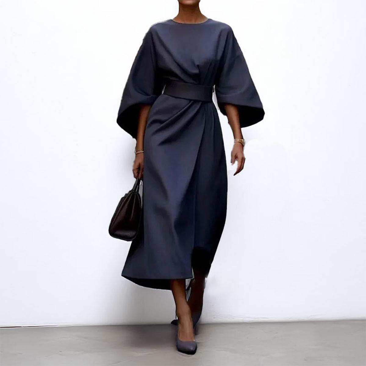 Eldra - Robe Maxi à Manches Papillon en Satin