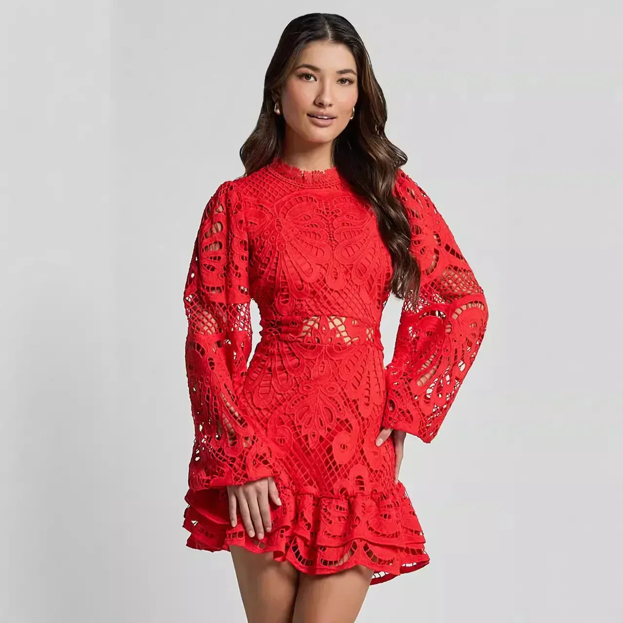 Lilly - Robe Mini Élégante à Col Montant