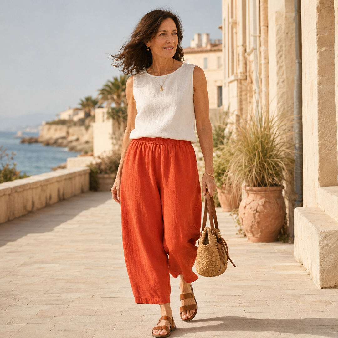 Amalia™ - Pantalon fluide en coton et lin