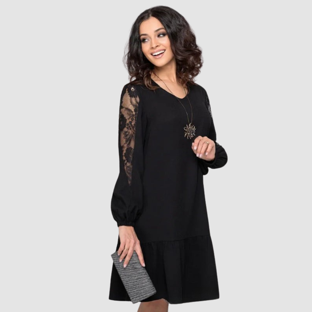 Lowri Quinn | Robe Midi à Manches en Dentelle