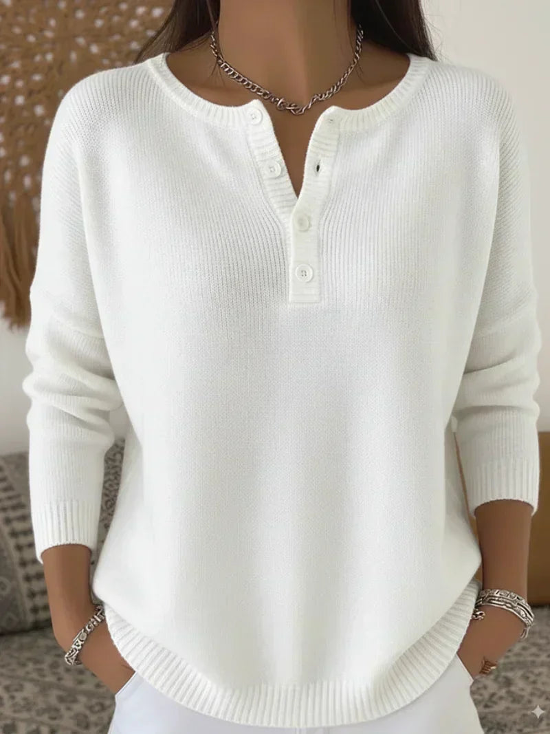 Helena | Pull en Tricot avec Boutons Henley