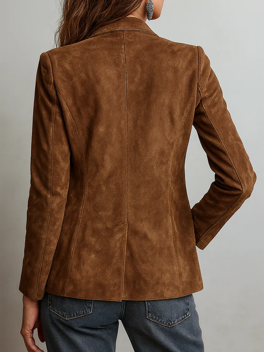 Apolline | Veste Suédée à Surpiqûres Contrastées