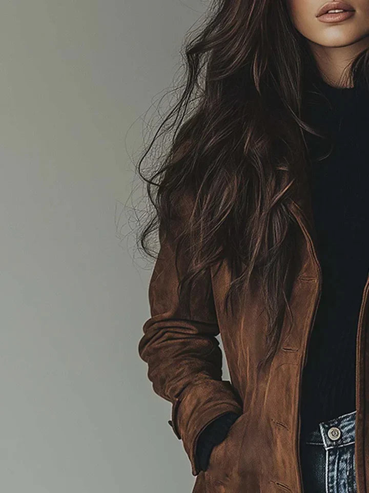 Sylvie | Manteau Élégant À Texture Suédée