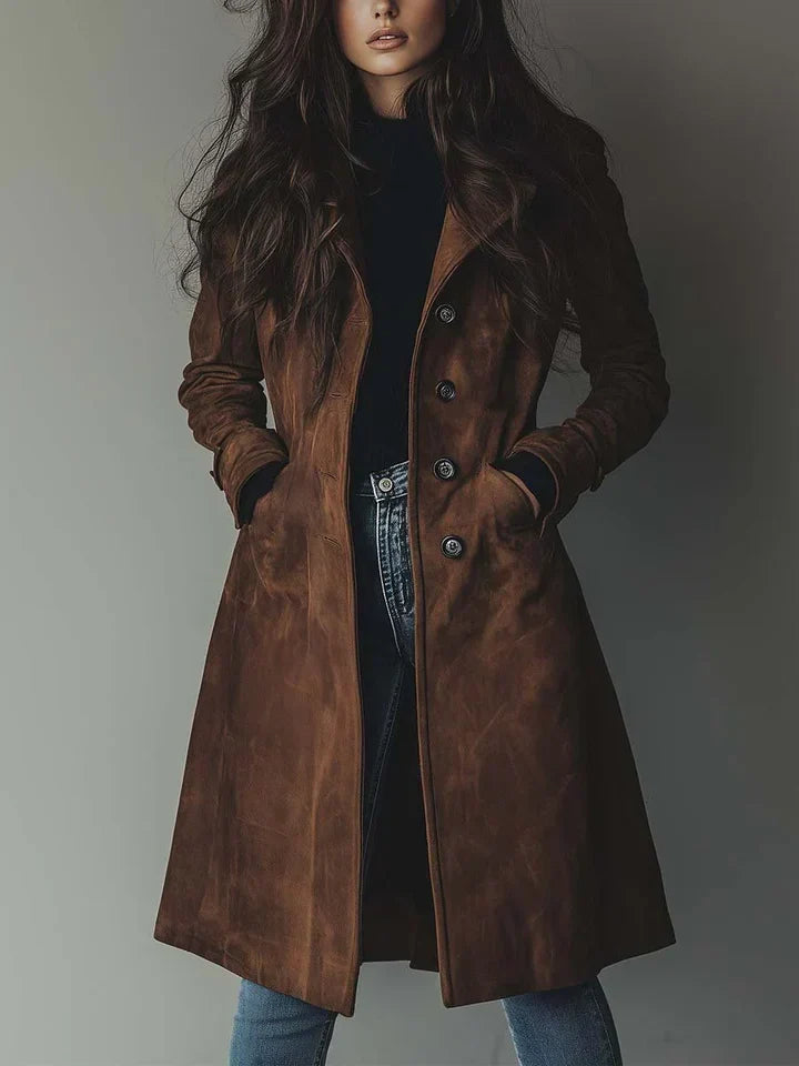 Sylvie | Manteau Élégant À Texture Suédée