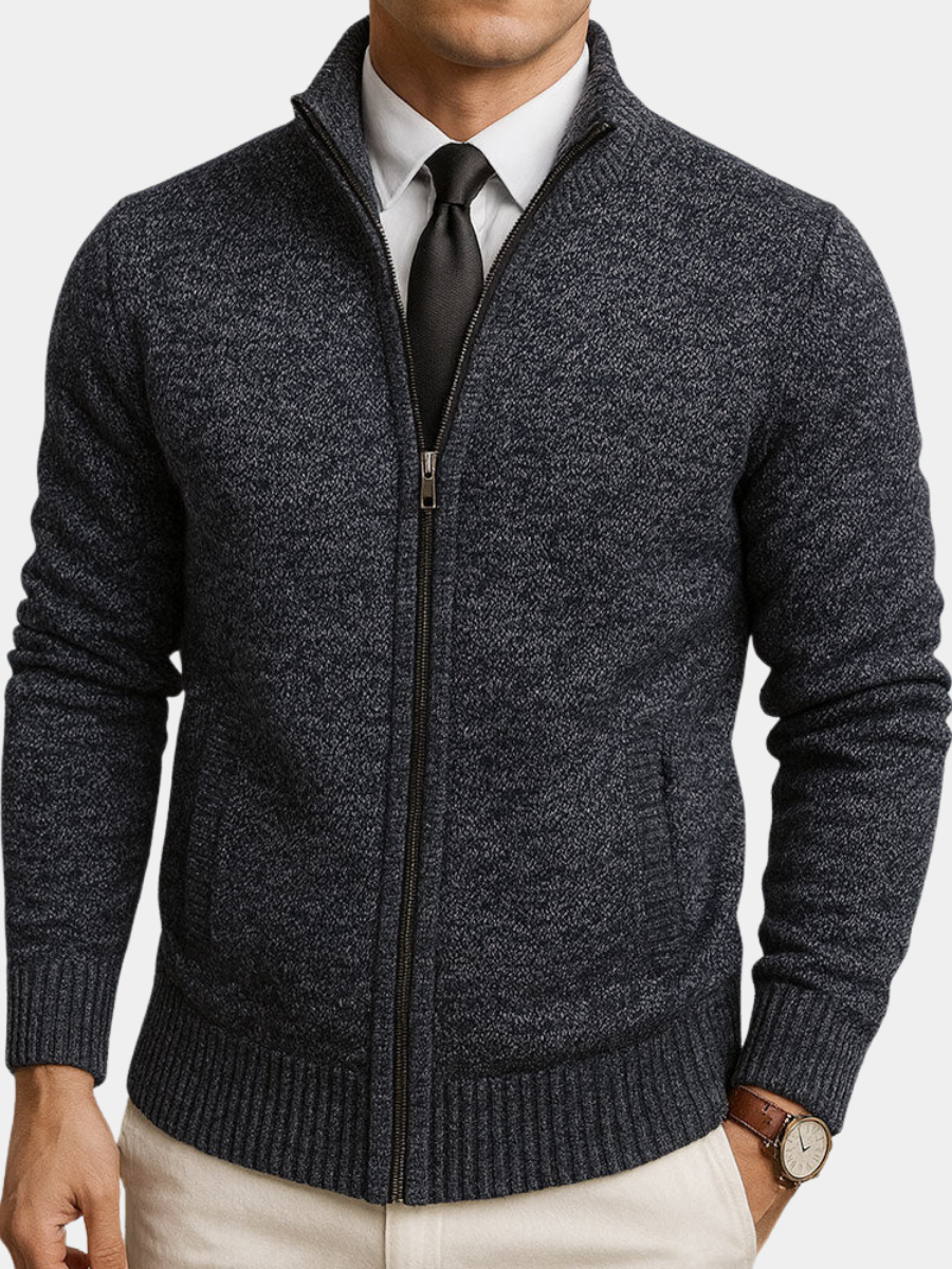 Cardigan Zippé Col Montant Henri