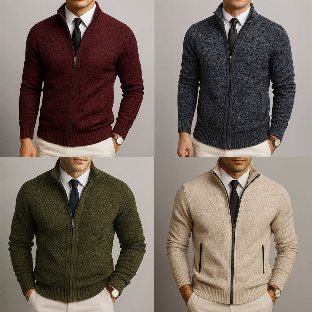 Cardigan Zippé Col Montant Henri
