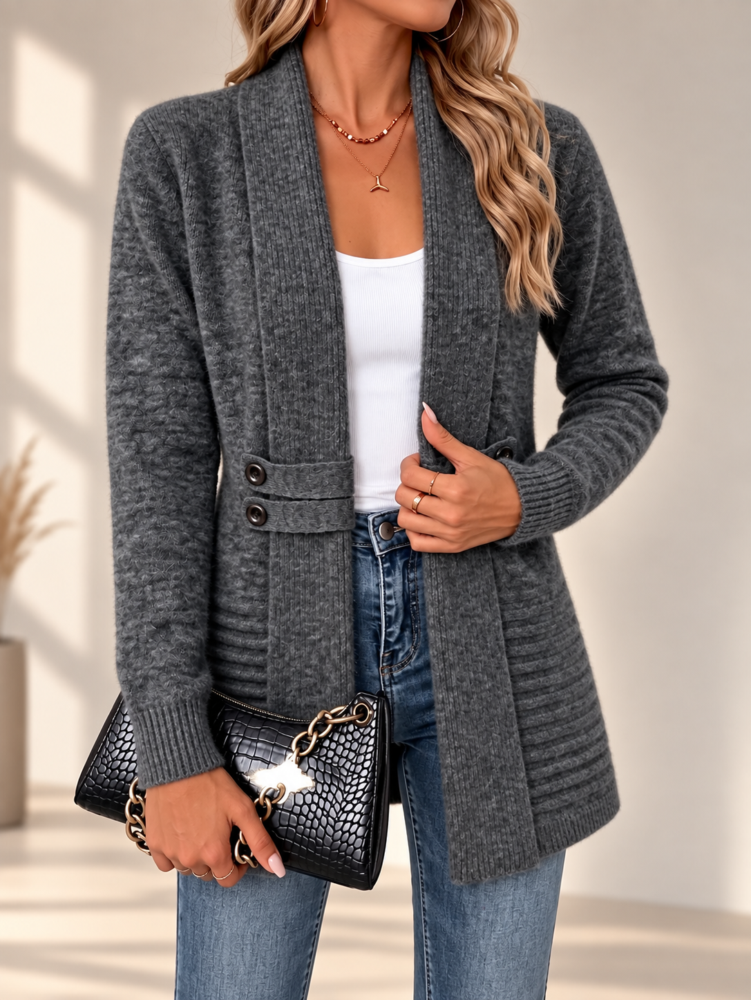 Évelyne | Cardigan à double boutonnage