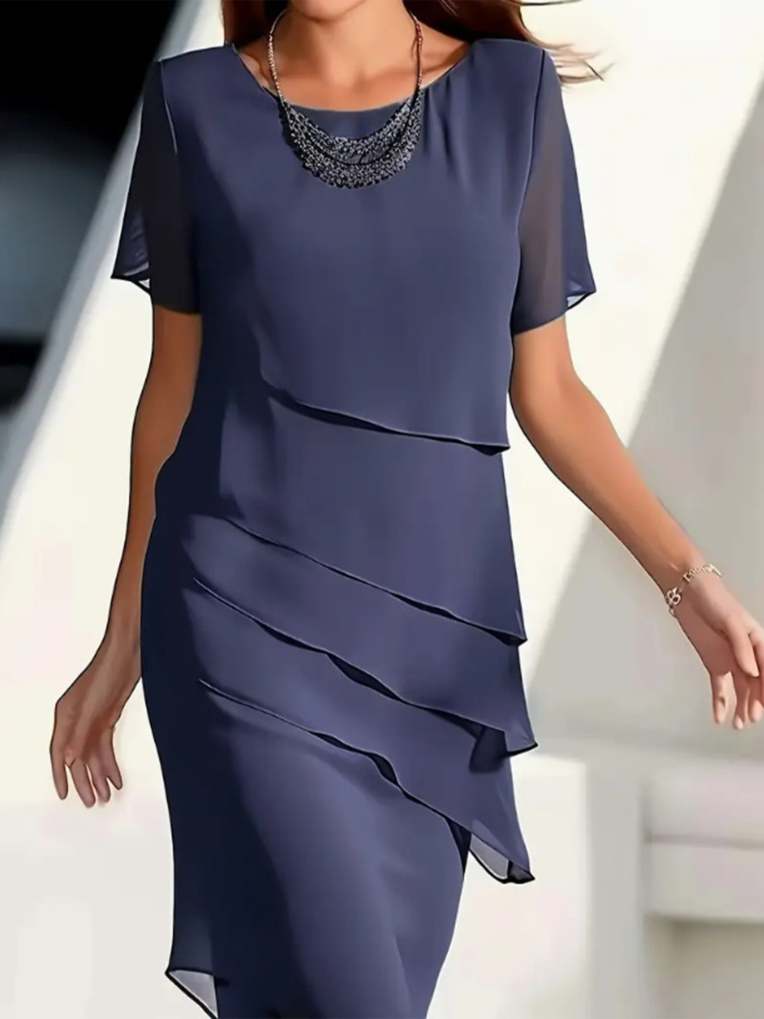 Aria - Robe en Chiffon Superposée Intemporelle