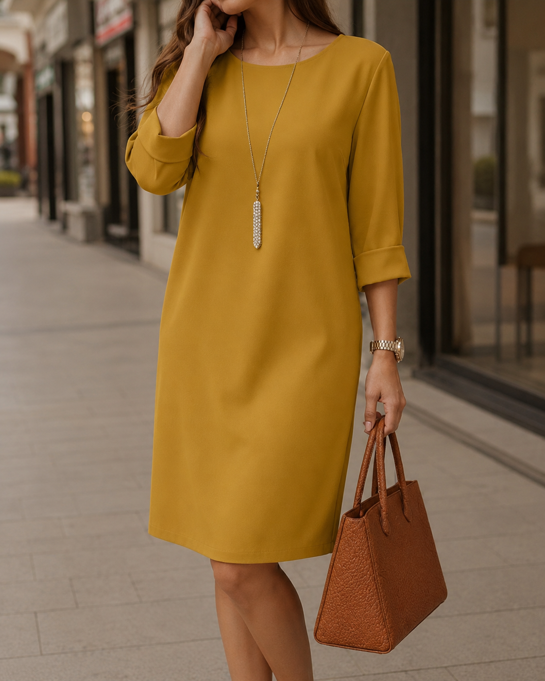 Francine | Robe Midi Fluide Effet Ventre Plat