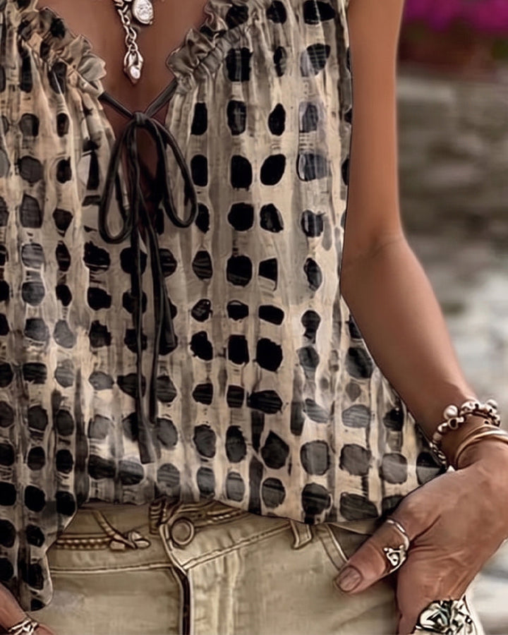 Tank Tops Polka Dot Imprimé Volant