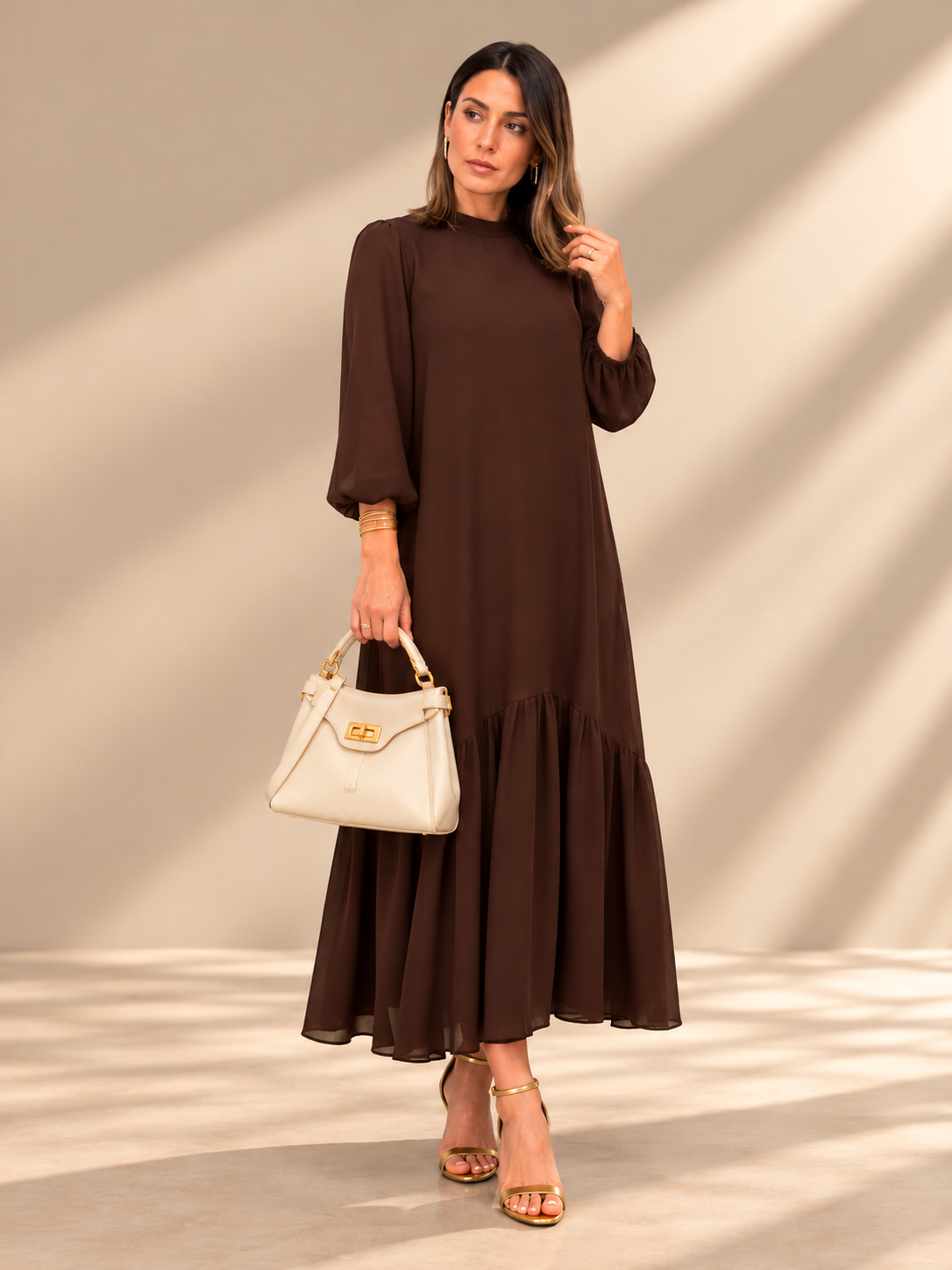 Solène | Robe fluide à volant en biais