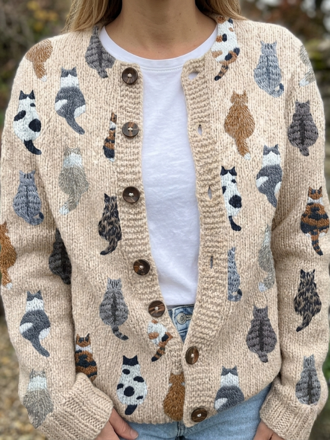 Charline | Cardigan Imprimé Chat Douillet