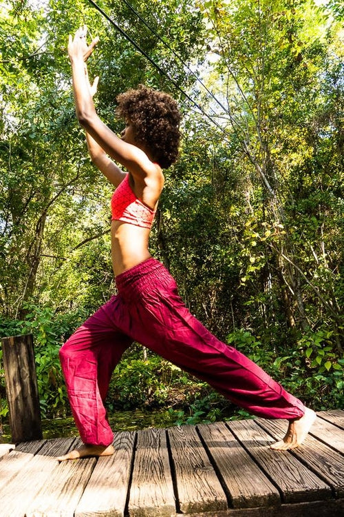 Pantalon Harem Hippie Bordeaux pour Femme – Look Boho Tendance